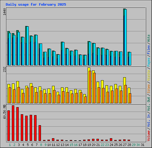 Daily usage for February 2025