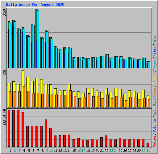 Daily usage for August 2025