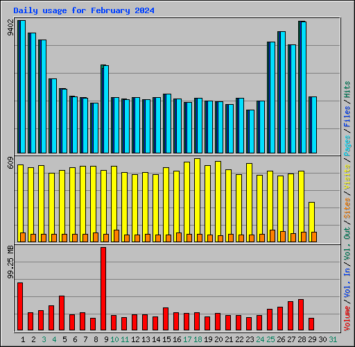 Daily usage for February 2024