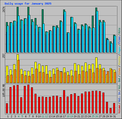 Daily usage for January 2025